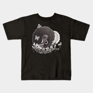 Black and White Natural | Black Woman Art Kids T-Shirt